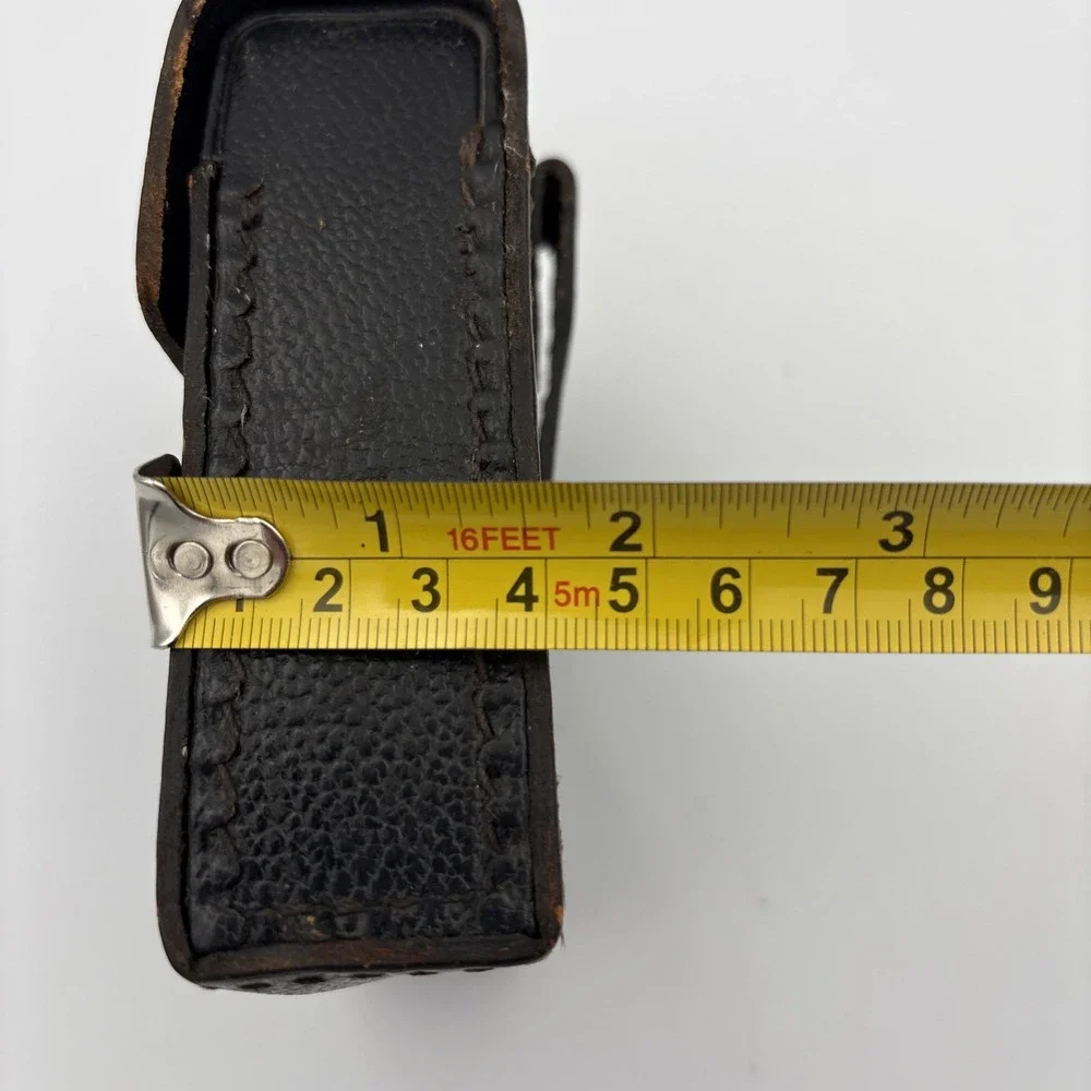 RARE Vintage IBM Tucky Swiss Made Black Leather Hard Case Field Belt Pouch